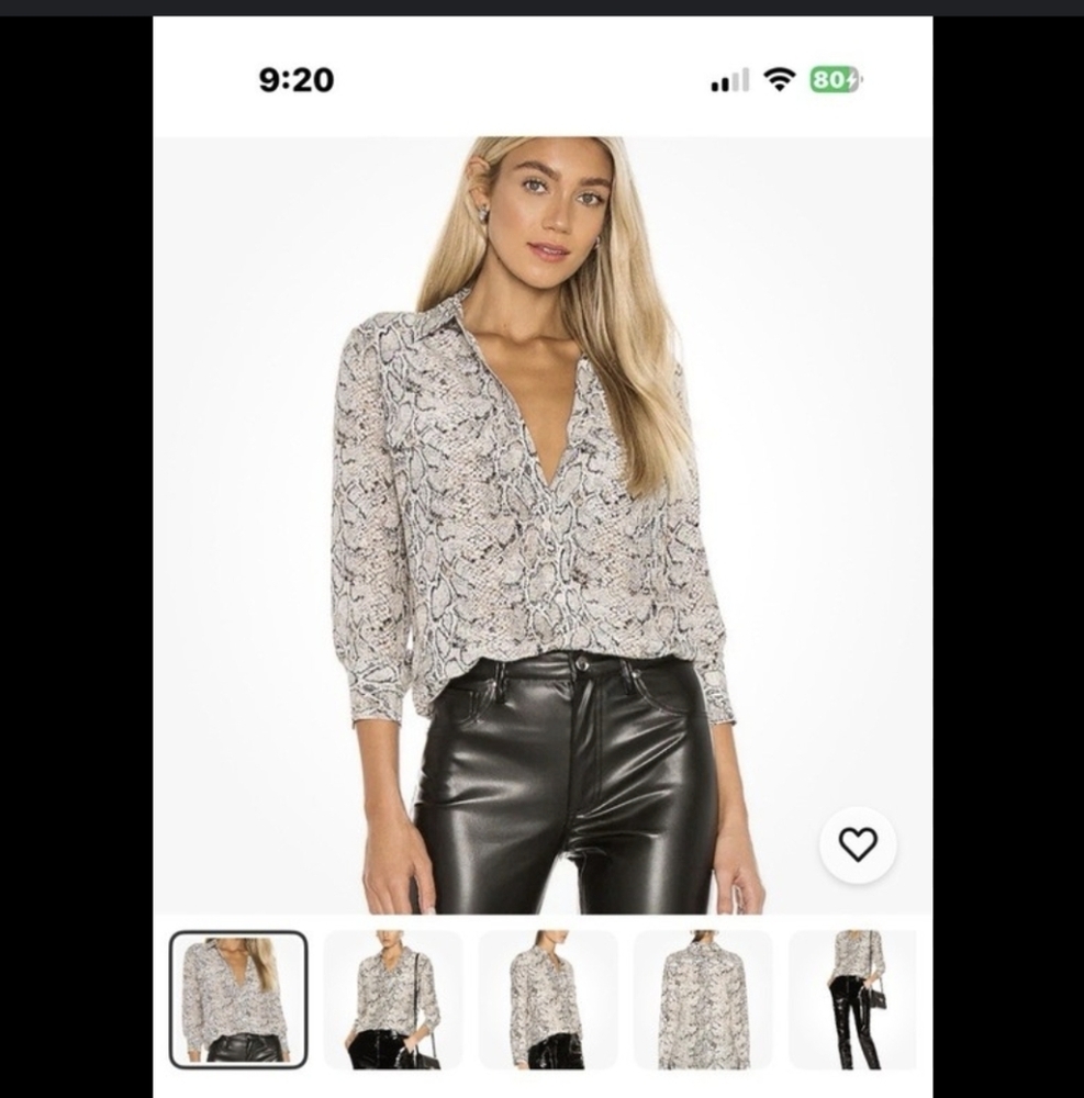 Equipment Slim Signature Silk Button Down Shirt In Snakeskin XS